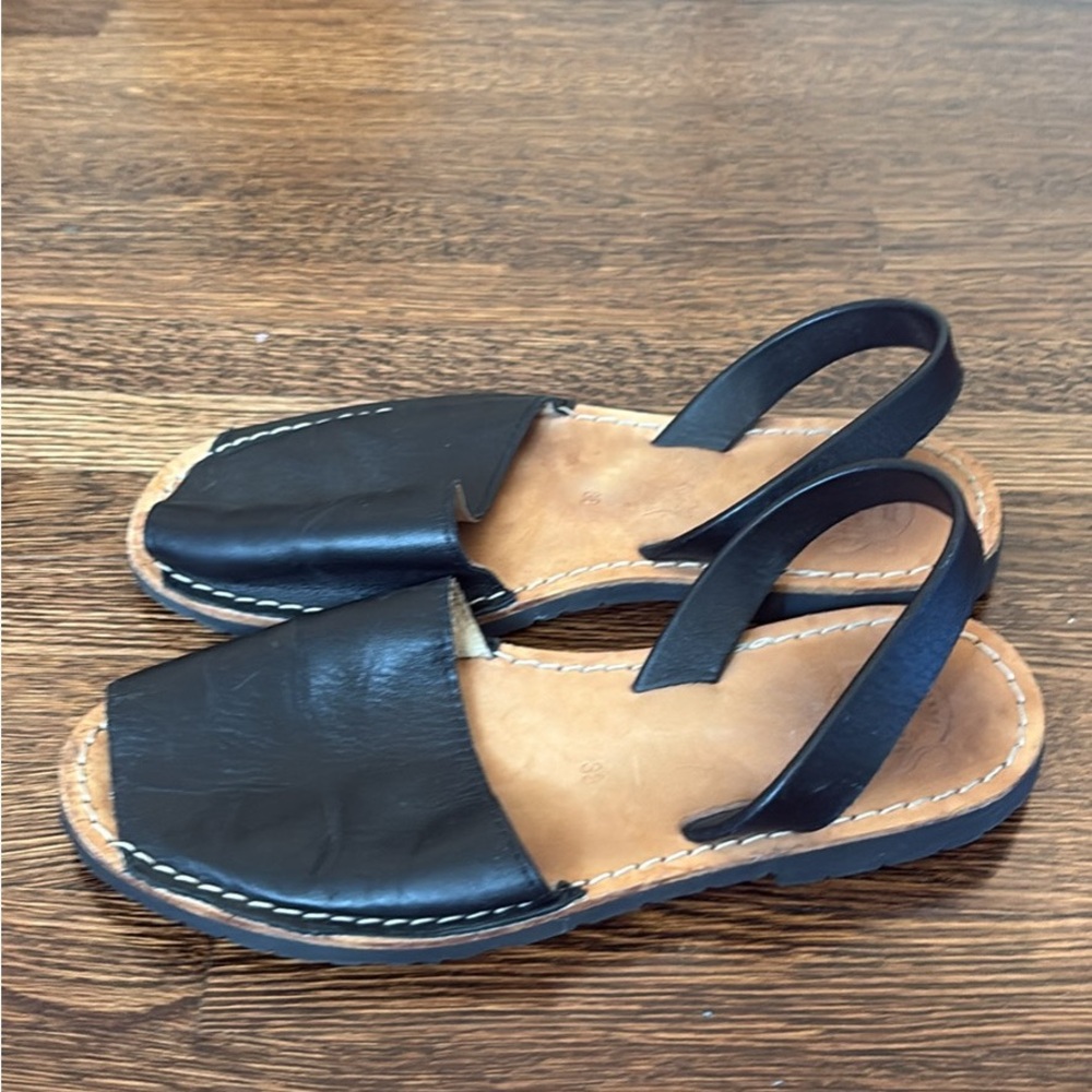 Black Leather Women's Sandals